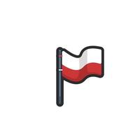 red and white flat in outline flat design. vector