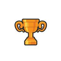 golden trophy in outline flat design. vector