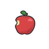 eaten apple in outline flat design. vector