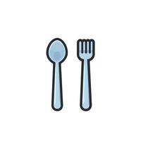 spoon and fork in outline flat design. vector