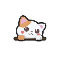 cute cat head in outline flat design. vector