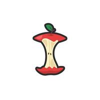 leftover apple in outline flat design. vector