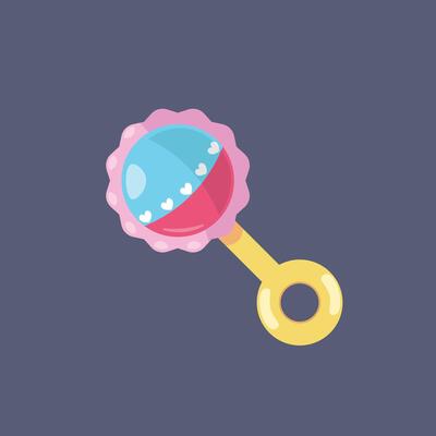 baby toy maracas in flat design.