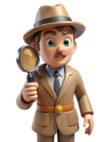 Sleuth Detective with Magnifying Glass in Hand png