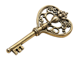 Romantic Heart Key with Intricate Ornate Design png