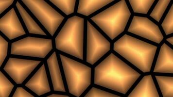 Realistic abstract looping animation of the moving fancy textured shining gold polygonal mosaic pattern. video