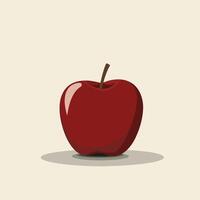 red apple with a smooth, shiny surface, flat style vector