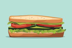 sandwich with lettuce, tomato, and cucumber. vector