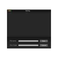 Modern file manager system in dark style on screen. vector
