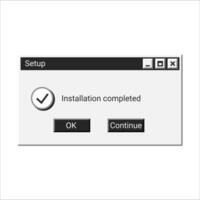 Old setup program in black color. Installation software in retro style. vector