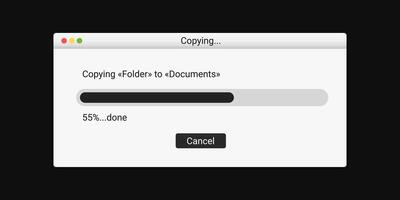 Modern loading panel on screen. Process of copying files to documents. vector