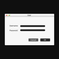 Registration window in modern style with username and passwords fields. vector