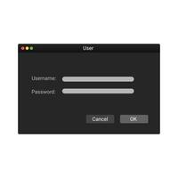 User interface panel with password in modern style with black colors. vector