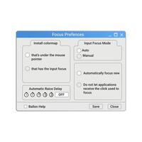 Old computer program with options in blue color on screen. vector