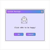 System message in retro style with purple gradient. vector