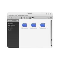 Modern file manager window with blue folders. My computer page on screen. vector