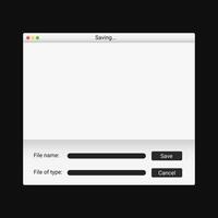Modern explorer window with file savings options. vector
