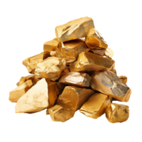 a pile of gold rocks isolated on transparent background png