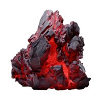 A rock with red lava isolated on transparent background png