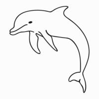 Dolphin icon, line art drawing. Simple abstract illustration in minimalistic style vector
