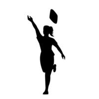 Female Cornhole Player Throwing Bag Front View Silhouette vector