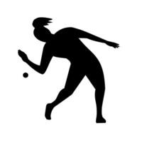 Female American Handball or Wallball Player Hitting Ball Front View Silhouette vector