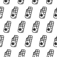 Chocolate bar seamless pattern. Doodle pattern with chocolates, cocoa fruit in cartoon style Chocolate wrapper, wallpaper for cafe or restaurant decoration menu World Chocolate Day Adult coloring page vector