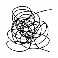 Scribble chaotic thin line. Doodle chaotic thin line, curls, swirl, twirl, flourishes, chaotic lines. Simple vintage chaotic thin line element isolated on white background. Hand drawn thin line vector