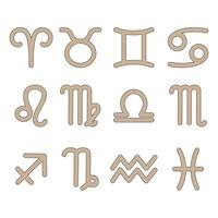 A set of beige zodiac signs icons, minimalistic linear icons. vector
