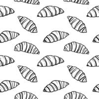 Hand drawn seamless pattern with Croissants sketch. Food illustration on isolated background. Repeating background with pastry, French cuisine. Design element for branding, label, paper, card vector