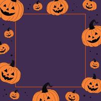 Background for Halloween holiday template for text . Hand drawn autumn card with pumpkins lanterns. Design element for branding, poster, flyer, wrapping, web vector