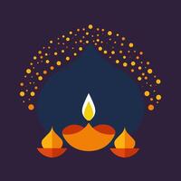 Happy Diwali festival of light. Hand drawn flat illustration for Indian holiday bright of lights for text. Design for flyer, card. The image created without any artificial intelligence software vector