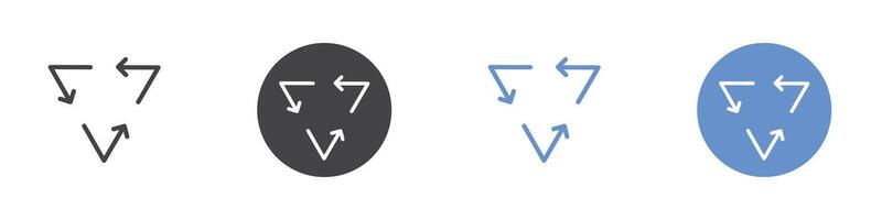 Recycle icon Flat set in black and white color vector