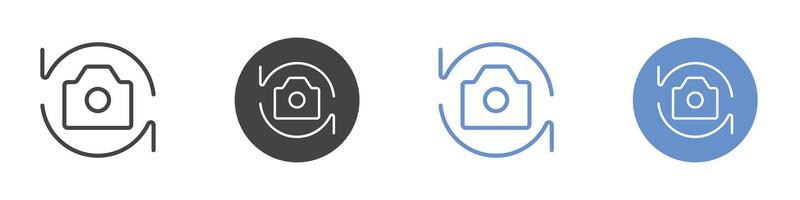 Rotate camera icon Flat set in black and white color vector
