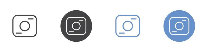 Camera icon Flat set in black and white color vector