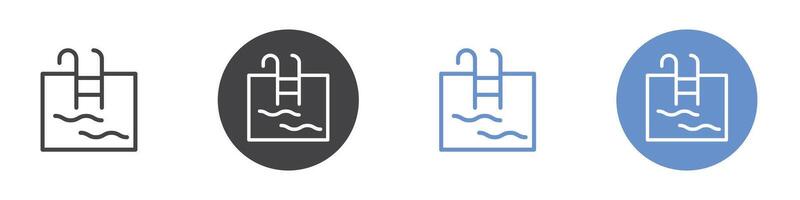 Swimming pool icon Flat set in black and white color vector
