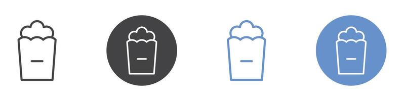 Pop corn icon Flat set in black and white color vector