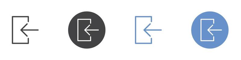 Log in icon Flat set in black and white color vector