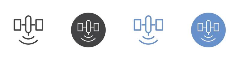 Satellite signal icon Flat set in black and white color vector