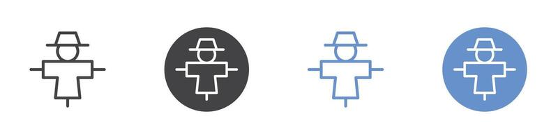 Scare crow icon Flat set in black and white color vector