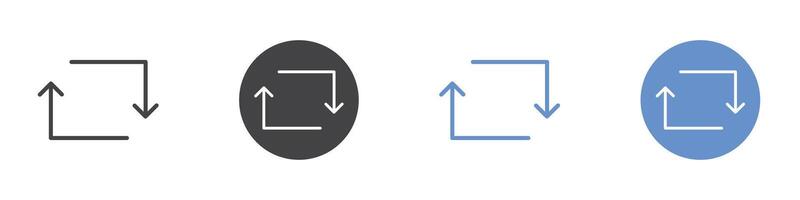 Refresh icon Flat set in black and white color vector