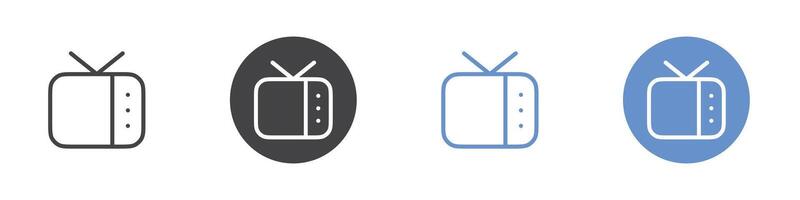 TV icon Flat set in black and white color vector