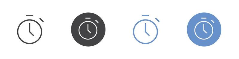 Stop watch icon Flat set in black and white color vector