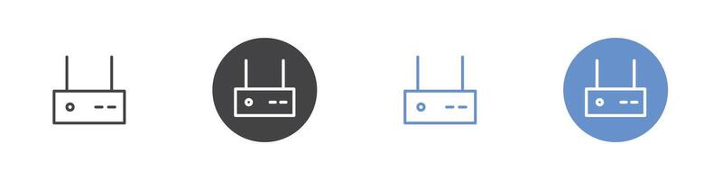Router icon Flat set in black and white color vector