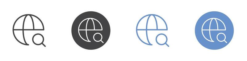 Search inernet icon Flat set in black and white color vector
