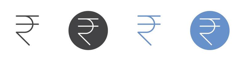 Rupee icon Flat set in black and white color vector