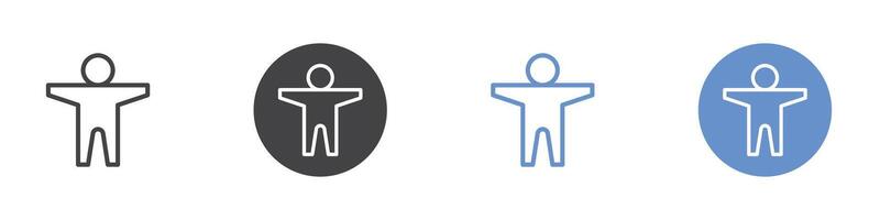 Man icon Flat set in black and white color vector