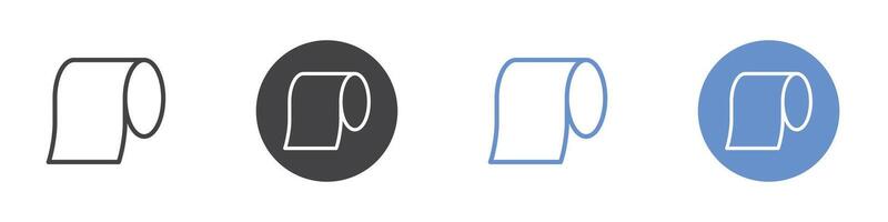 Tiolet paper icon Flat set in black and white color vector