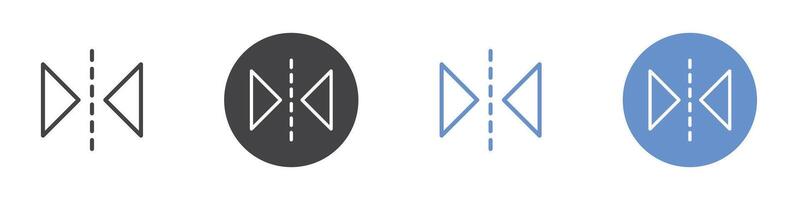 Vertical reflection icon Flat set in black and white color vector