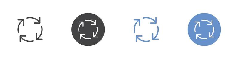 Recycle icon Flat set in black and white color vector
